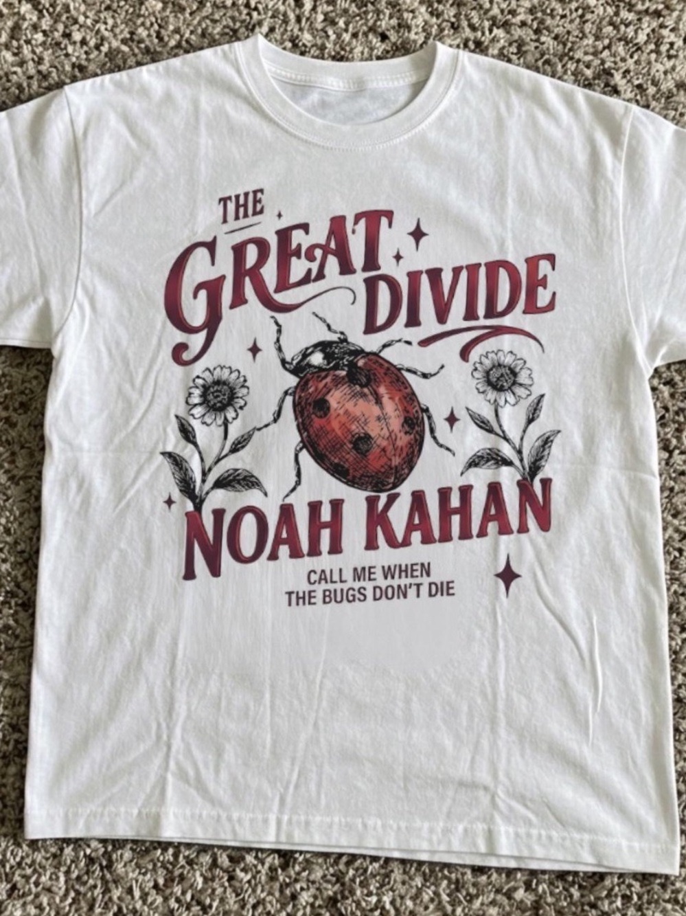 Gildan White Tee with Red & Black 'The Great Divide' Graphic